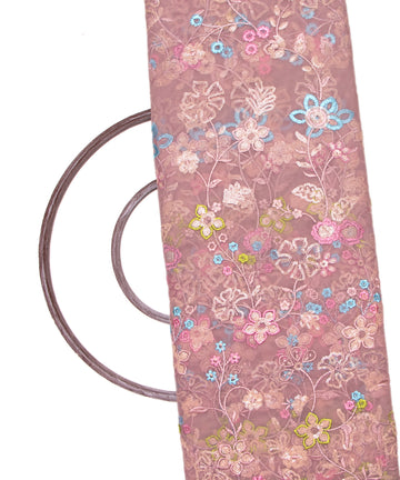 Mauve Colour Sequin Net Embroidery Fabric
